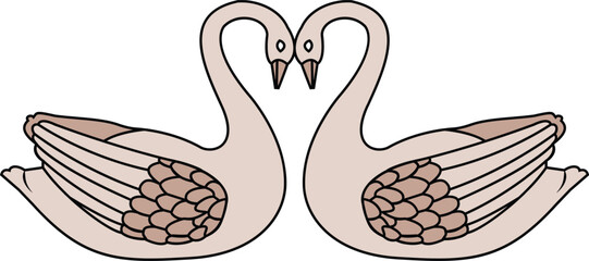 Swan Making Heart Love Sign Vector