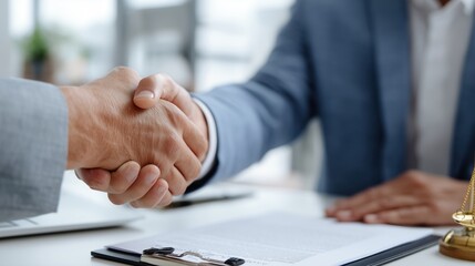 Close-up of business handshake professional office agreement