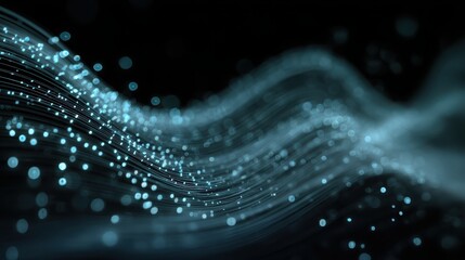 Fototapeta premium Glowing network lines with blue light dots on a dark background