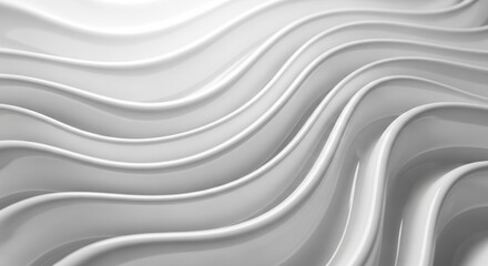 Obraz premium Abstract White Waves: Smooth, Glossy, and Serene 3D Rendering