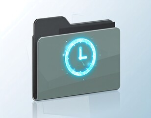Gray folder with glowing digital clock