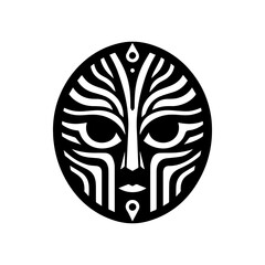 tribal mask silhouette for protection, with shield-like contours