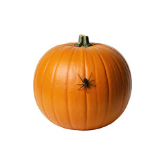 Obraz premium Fresh Whole Orange Pumpkin on White Background for Autumn, Harvest, and Thanksgiving Concepts