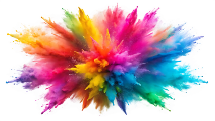 holi colorful powder  explosion  isolated on white background PNG , AI GENERATED