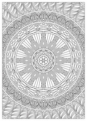 Mandala Coloring Page For Adult Antistress Line Art Hand Down Indian Detailed Full Page Color Hobby Out Line Suitable For Coloring Activity