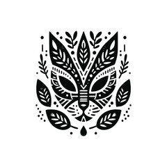 Obraz premium Tribal masks for healers, herbal or leaf motifs