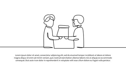 One line of receive goods from the courier. Abstract minimal continuous line.