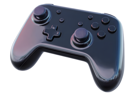 Modern 3D game controller with glossy buttons and sleek design for gaming