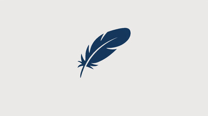 Simple dark blue feather icon on light gray background