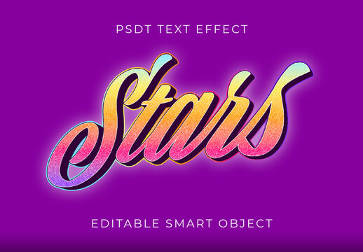 Colorful Glitter Font Texture Stars Gradient Retro Text Effect