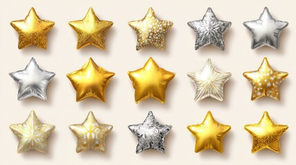 Obraz premium Gold and silver star foil balloons designs