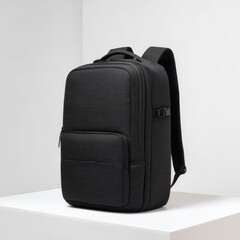 Naklejka premium Black, modern backpack, structured design