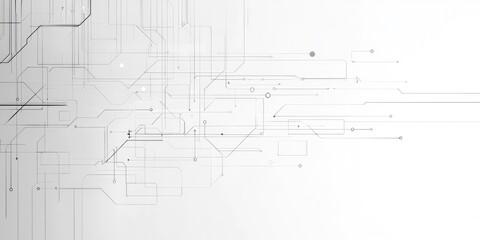 Clean white tech backdrop with modern thin-line elements Stock photo