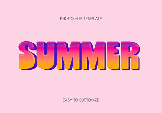 Yellow And Purple Summer Font Gradient Beach Bold Text Effect