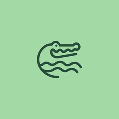 Crocodile logo in abstract and minimalist line art style.