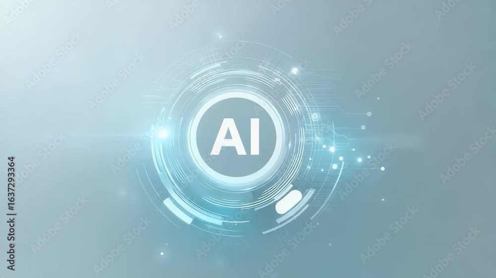 Wall mural a white, circular, futuristic ai icon with the letters ai in it, set against an abstract background 