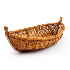 Hand-woven, shallow,  brown basket