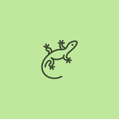 Lizard logo in sleek and simple minimalist line art design.