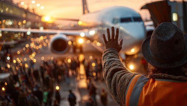 Airplane Departure Crowd Farewell