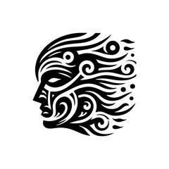 Tribal masks showing wind, rotating or curved lines