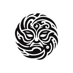 Tribal masks showing wind, rotating or curved lines