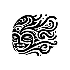 Tribal masks showing wind, rotating or curved lines