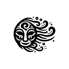 Tribal masks showing wind, rotating or curved lines