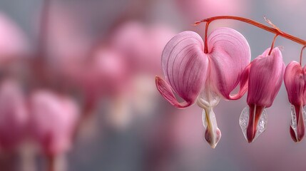 Delicate pink bleeding heart flower close-up