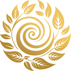  golden botanical spiral swirling leaves and flower