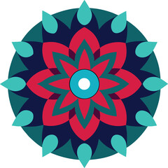 Naklejka premium mandala style circular ornament in jewel tones