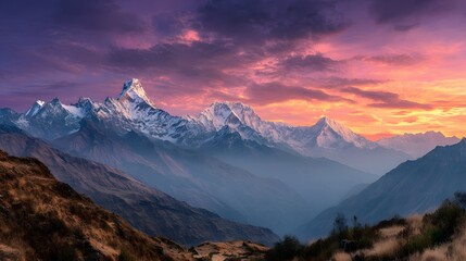 Dramatic mountain landscape at sunrise