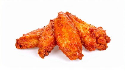 Fried wings close-up. Buffalo wings isolated on white. 