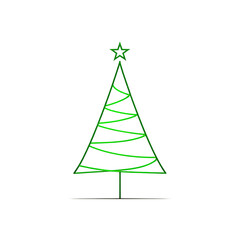 Fototapeta premium Minimalist Green Line Art Christmas Tree