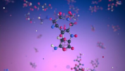 Detailed Molecular Structure of a Chemical Compound Against a Gradient Background