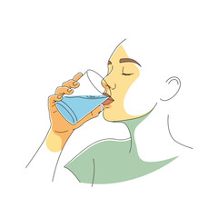 Hydration Illustration: Person Drinking Water