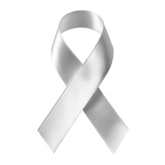 Satin awareness ribbon against a black background white silk, Isolated On White, Png Transparent, Cut Out