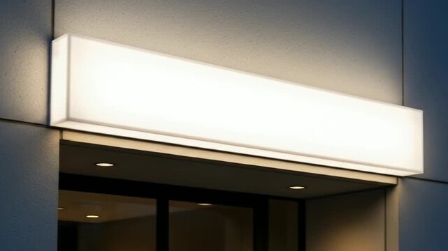 blank illuminated light box sign on building exterior