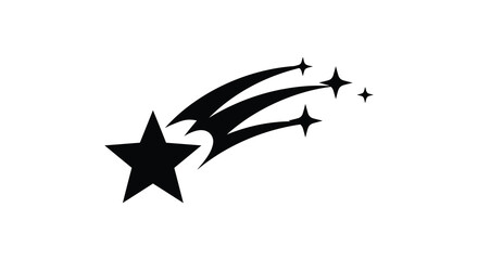 Shooting Star Trail with Smaller Stars Illustration in Silhouette Style silhouette