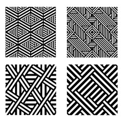 Black and White Geometric Lines Seamless Pattern Modern Vector Illustration