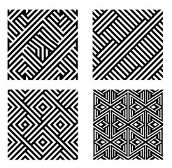 Black and White Geometric Lines Seamless Pattern Modern Vector Illustration