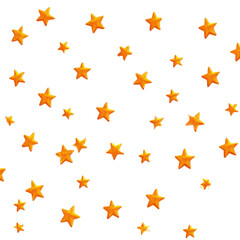 Numerous golden stars scattered across a black background yellow orange, Isolated On White, Png Transparent, Cut Out