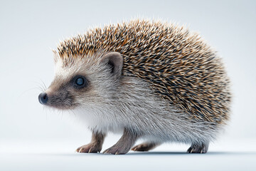 Obraz premium hedgehog, animal, mammal, isolated, wildlife, wild, bristle, nature, porcupine, small, cute, rodent, white, snout, prickly, protection, spiny, grass, studio, hedge, needle, spine, brown, young, 