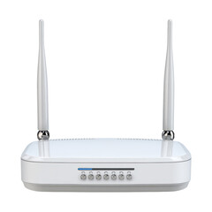 Wireless router with dual antennas and multiple ports for home networking setup