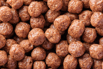 Chocolate flavored cereals. Macro shot