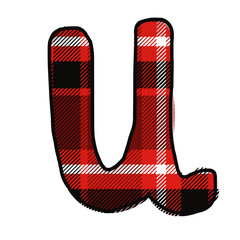 Plaid print doodle font letter u