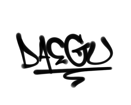 textured sprayed graffiti tagging letter DAEGU city name isolated in black