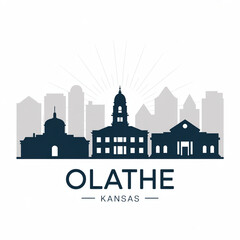 Fototapeta premium Olathe, Kansas Skyline Silhouette - Courthouse and City Hall Vector Illustration