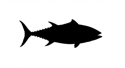 Obraz premium Powerful black silhouette of a sleek tuna swimming gracefully. AI Generated