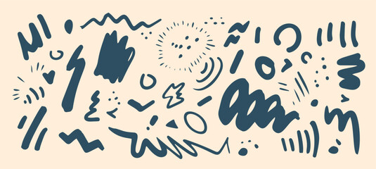 pack of abstract scribble shape element in doodle style
