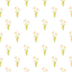 Daisy Bouquet Seamless Pattern on Black Background